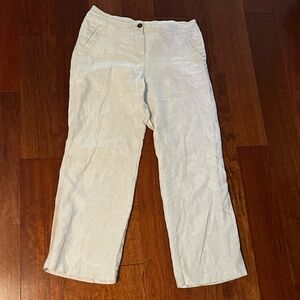 Chico’s Size 1.5 100% Linen Pants Beige Straight Leg Women's M Casual Beach